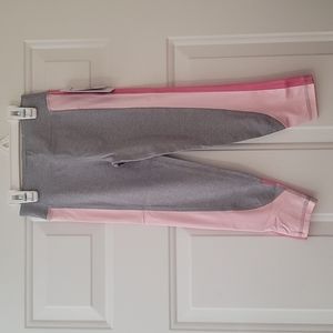 MARIKA GIRL'S COLOR BLOCK STRIPE LEGGINGS: GRAY/PINK: NWT: SZ S (4)